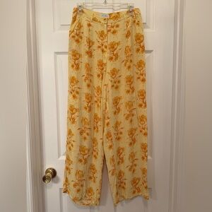 Sabo Skirt yellow floral pants trousers size M